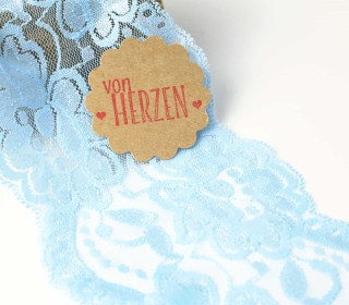 1m elastische Spitze - 95mm - Blumen - Hellblau