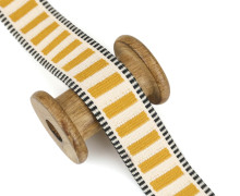 1 Meter Weiches Gurtband - 38mm - Streifen - Senfgelb/Warmweiß