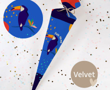 DIY-Nähset Schultüte - Tropischer Tukan - Velvet - zum selber Nähen