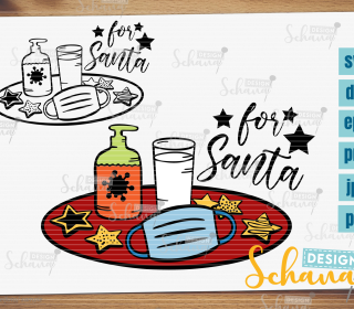 For Santa Plotterdatei zu Weihnachten Milch Kekse Maske und Desinfektionsmittel lustiges Motiv für Kinder und Erwachsene svg
