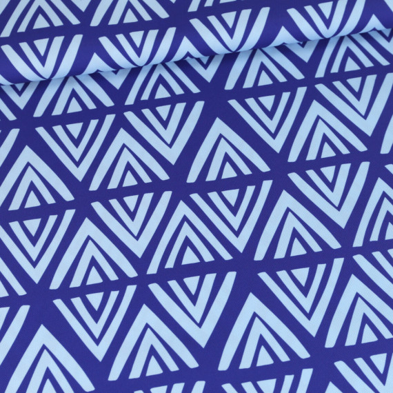 Outdoorstoff - Geometric Vibes - Royalblau/Hellblau - abby and amy