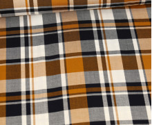 Viskose - Yarn Dyed Checks - Kariert - Schwarz/Weiß/Camelbraun
