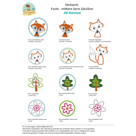 Stick Datei -   Mittlere Stickserie Fuchs 10x10