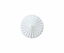 1 Polyesterknopf - 15mm - Öse - Rundes Fächermuster - Glänzend - Weiß