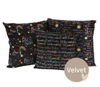 Kissenstoff - DIY - Kissen-Set - Bunt wie das Herz eines Kindes - Schwarz - Frittendesign - Velvet - abby and amy