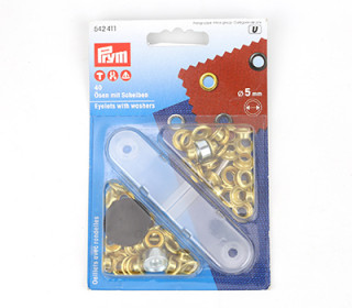 40 Ösen mit Scheiben - Eyelets - Gold - 5mm - Prym