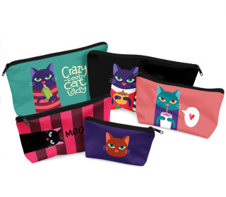 DIY-Nähset - Softshell - Fleece - 5 Wetbags - Cat Club - Hamburger Liebe - abby and amy