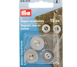 3 Magnet-Annähknöpfe - Rund - 2 Löcher - 19mm - Prym - Silber