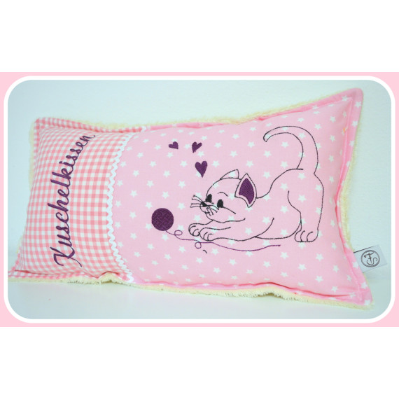 Stickdatei Katze mit Wollknäul, Konturstich
