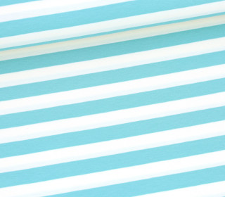 Bio-Jersey - Summer Stripes - Pastelltürkis/Warmweiß - Hamburger Liebe