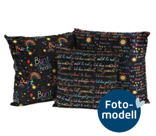 FOTOMODELL - Kissen-Set fertig genäht - Bunt wie das Herz eines Kindes - Schwarz - Frittendesign - Velvet