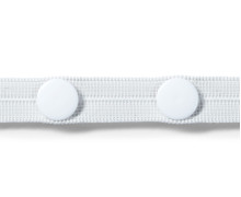Elastisches Knopfloch-Band - Mit 3 Knöpfen - 12mm x 3m - Prym - Weiß