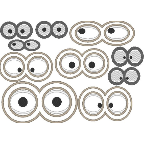 Augen mit Brille für Kuscheltiere Bettschlagen Stickdatei