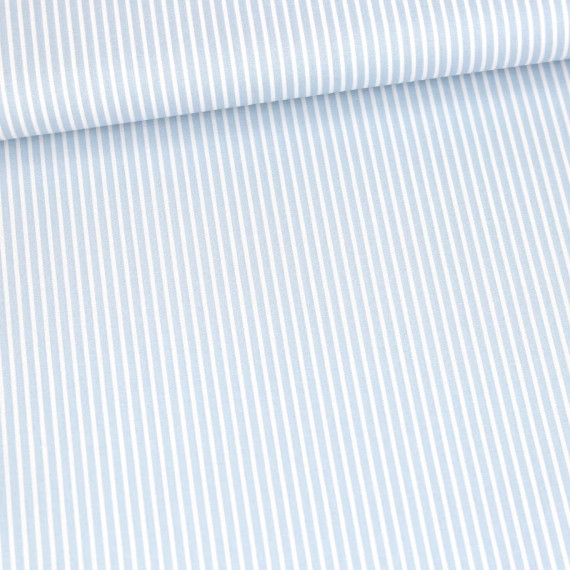Baumwolle - Webware - Stripe - Weiß/Hellblau