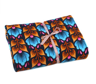 2m Zuschnitt - Bio-Sommersweat - French Terry - Wild Flower - Midnight - Stahlblau/Cyanblau - Hamburger Liebe