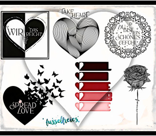 Valentine's Love Vol5 - Plotterdatei DXF SVG - Valentinstag, Liebe, Herz, Rose Fusselfreies