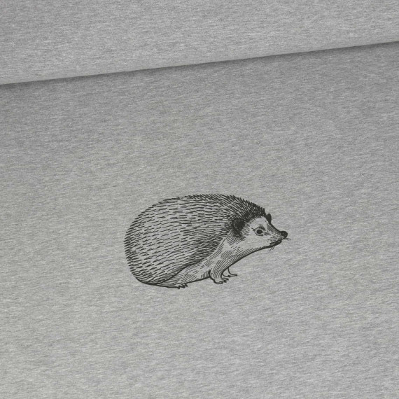 Sommersweat - Waldtiere - Igel - Paneel - Grau Meliert - abby and me