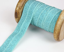 1m Faltgummi - elastisch - Glitzer - Faltband - 20mm - Aqua