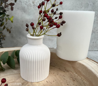 Silikon - Gießform - Kerzenhalter / Vase - mit Streifen - vielfältig nutzbar