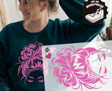 Onkel Bo's Bügelbilder - DIN A4 - Messy Bun - Hair - Pink - BIG
