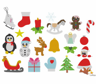 Stickdatei Set - Vollstick - Weihnachtsmotive - kleiner 10x10