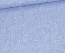 Leinen - Baumwolle - Mischgewebe - Twill - Fischgrätmuster - Hellblau
