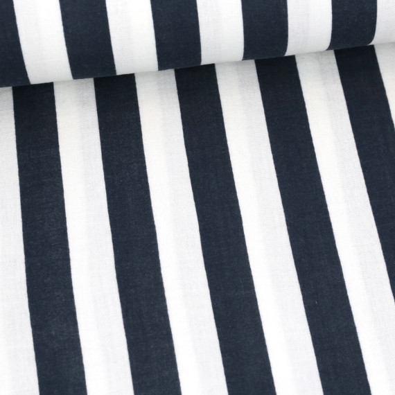 Musselin - Muslin - Double Gauze - Streifen - Schnuffeltuch - Windeltuch - Weiß/Stahlblau