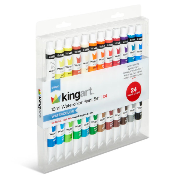 Aquarellfarben Set - 24x 12ml - Schnell trocknend - kingart STUDIO - 24 Farben