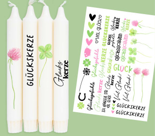 DIN A4 - Tattoofolie - Glück - Kleeblätter - für Kerzen / Keramik