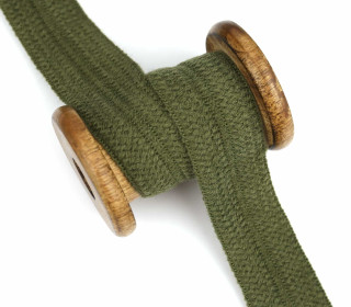 1 Meter Einfassband - Wolltresse - Falztresse - 30mm - Uni - Olivgrün