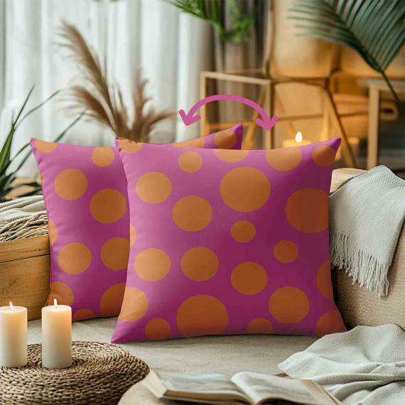 Genähtes Kissen inkl. Inlet - Lucky DOTS - Orange/Pink