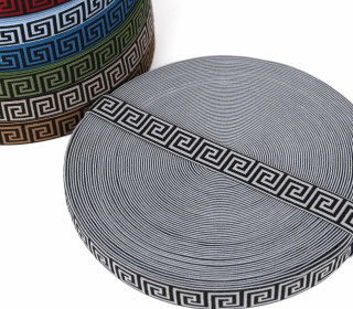 1 Meter Gummiband - 25mm - Ethno Muster - Hellgrau