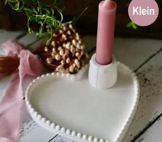 Silikon - Gießform - Feiner Dekoteller mit Kugelrand - Herz - Klein - vielfältig nutzbar