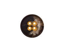 1 Polyesterknopf - Rund - 23mm - 4 Löcher - farbige Lochränder - Anthrazit/Dunkelgelb