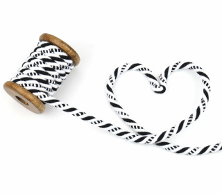 1m Kordel - Baumwolle - Rope Bowl - Streifen - Groß - 8mm - Weiß/Schwarz