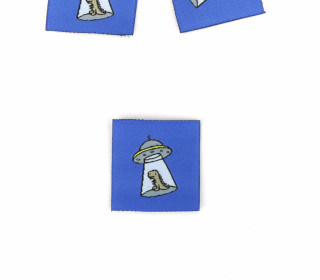 1 Label - Ufo - Dino - Royalblau - Katzengold Design