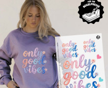 Onkel Bo's Bügelbilder - DIN A4 - Only Good Vibes - Stickoptik - BIG