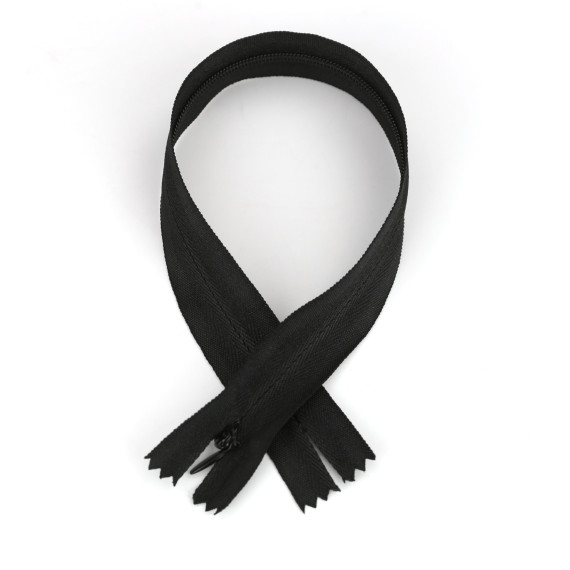 1x 30cm Reißverschluss - Spiralreißverschluss - Nahtverdeckt - Nicht Teilbar - Schwarz