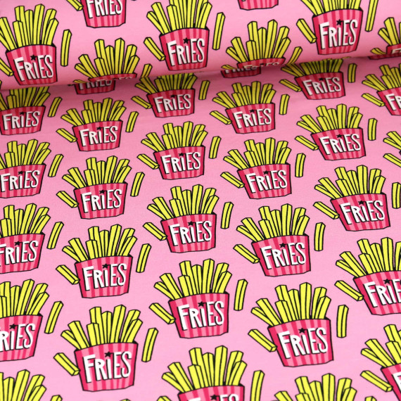 Bio-Sommersweat - French Terry - OMG Fries - Classics - Rosa - Hamburger Liebe