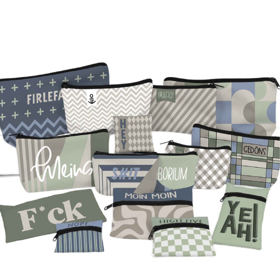 DIY-Nähset - Softshell - Fleece - 15 Stift - und Kramtaschen - Firlefanz - Blau/Beige/Mint - abby and amy