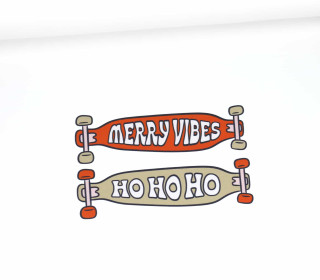 Sommersweat - Merry Vibes - Ho Ho Ho - Skateboard - Paneel - Weiß - Bio Qualität - abby and me