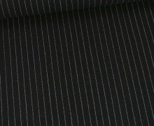 Viskose Leinen - Leinenstoff - Nadelstreifen - Schwarz