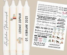 DIN A4 - Tattoofolie - Glückwünsche zur Geburt - für Kerzen / Keramik