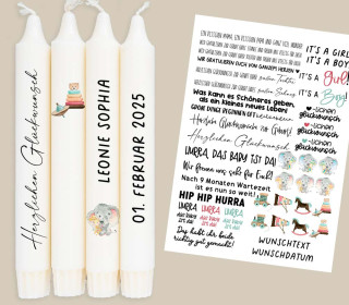DIN A4 - Tattoofolie - Glückwünsche zur Geburt - für Kerzen / Keramik