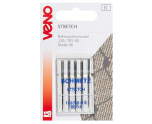 5 Nähmaschinennadeln - Stretch - 130/705 - HS - 90 - Schmetz - Silber
