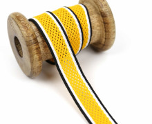 1 Meter Zierband - Dekoband - Netz - 20mm - seitliche Streifen - Gelb