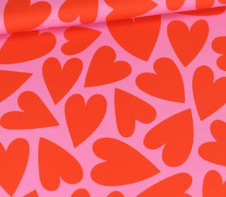 Outdoorstoff - Vibrant Valentine - Große Herzen - Rosa - abby and amy