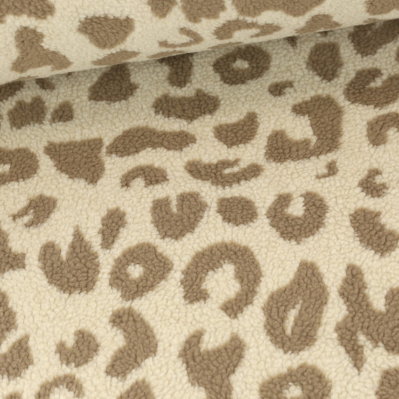 Teddystoff - Teddy Jacquard - Leopard - Beige/Hellbraun