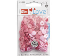 36 Nähfrei Druckknöpfe - Color Snaps Mini - Rund - 9mm - Mischpackung - Prym Love - Rosa