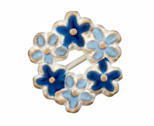 1 Metallknopf - 28mm - Öse - Blumenkranz - Silber/Blau